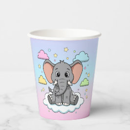 Cute Elephant on Cloud - I'm Ele-Fun-t Pun Pappbecher