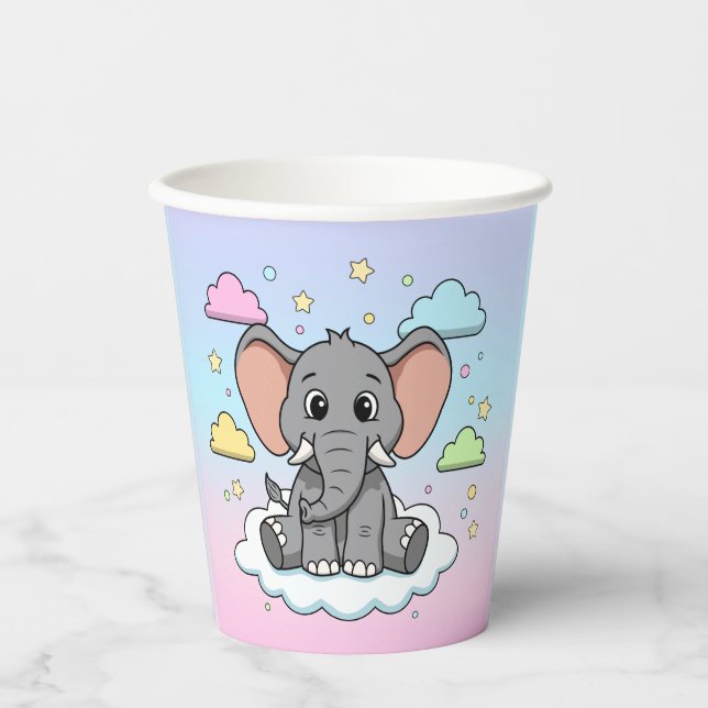 Cute Elephant on Cloud - I'm Ele-Fun-t Pun Pappbecher (Vorderseite)