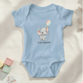 Cute Elephant Watercolor Balloon Baby Bodysuit Strampler