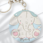 Cute Elephant with a Bow Add Your Name Schlüsselanhänger<br><div class="desc">Design is composed of a cute baby elephant with a blue bow. Add your name.

Available here:
http://www.zazzle.com/store/selectpartysupplies</div>