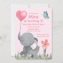 Cute Elephant with Ballon Birthday Party 