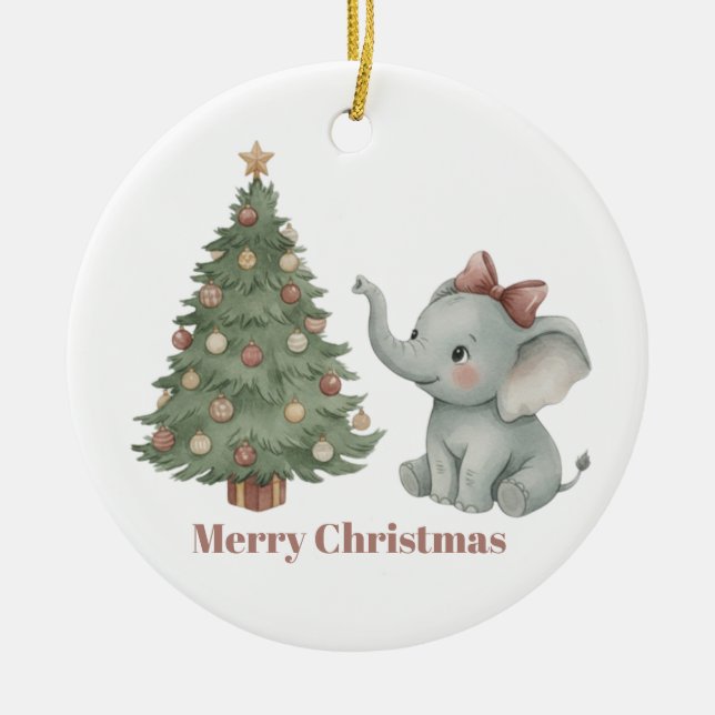 Cute Elephant with Christmas Tree Ornament (Vorne)