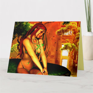 CUTE ELF FEMME ART IMAGINAIRE CARTES D'ANNIVERSAIR