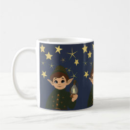 Cute Elf Watcher Starry Night Christmas Mug Kaffeetasse