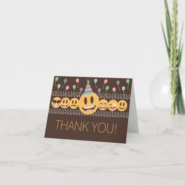 Cute Emoji Carte de remerciements d'anniversaire (Devant)