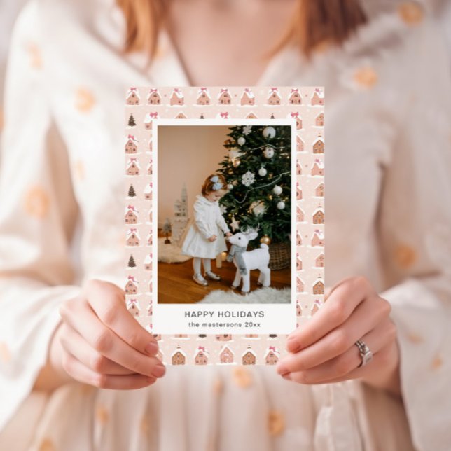 Cute en pain d'épices Maisons Photo Carte de vacan (Créateur téléchargé)