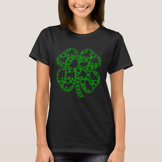 Cute English Bulldog Dog Shamrock C Saint Patricks T-Shirt (Vorderseite)