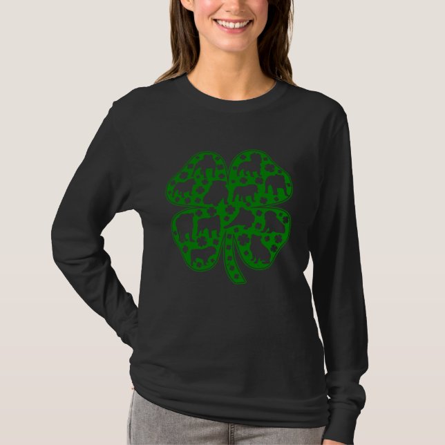 Cute English Bulldog Dog Shamrock C Saint Patricks T-Shirt (Vorderseite)