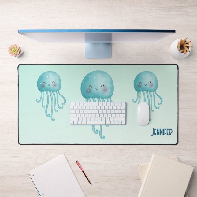 Cute et amusante méduse bleu-vert (Bureau 1)