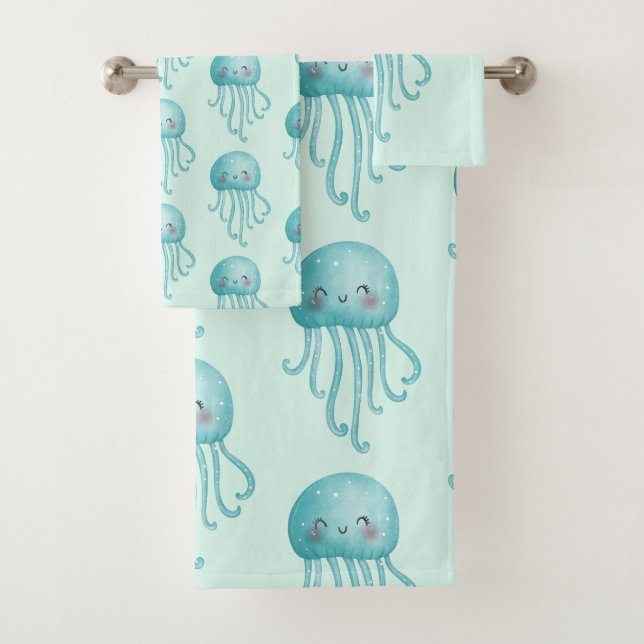Cute et amusante Motif de méduse bleu-vert (En situation)