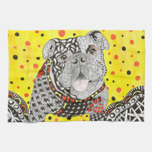 Cute et coloré anglais Bulldog serviette de cuisin