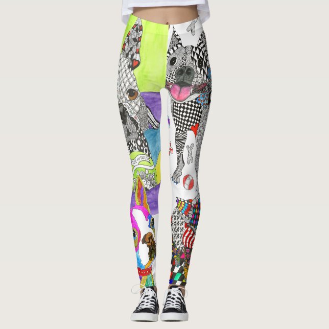 Cute et coloré Boston Terrier Leggings (Devant)