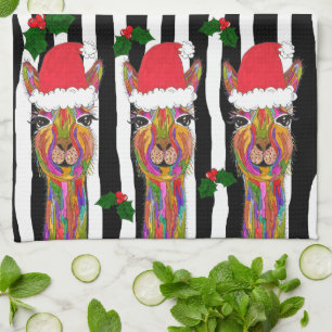 Cute et colorée Llama Noël serviette de cuisine