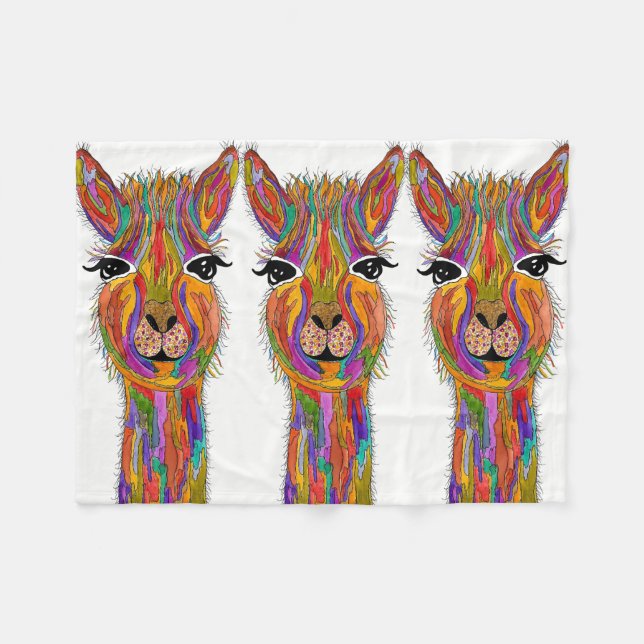 Cute et colorée Llama polaire couverture (Devant (Horizontal))