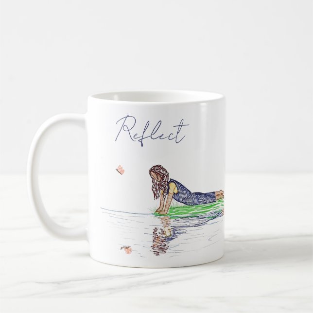 Cute et simple fille et papillon café Mug (Gauche)