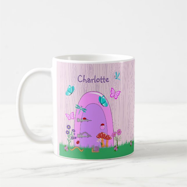Cute Fairy Door personalisierte Mug Kaffeetasse (Links)