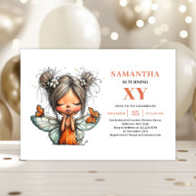 Cute Fairy Girl Birthday Whimsy invitation