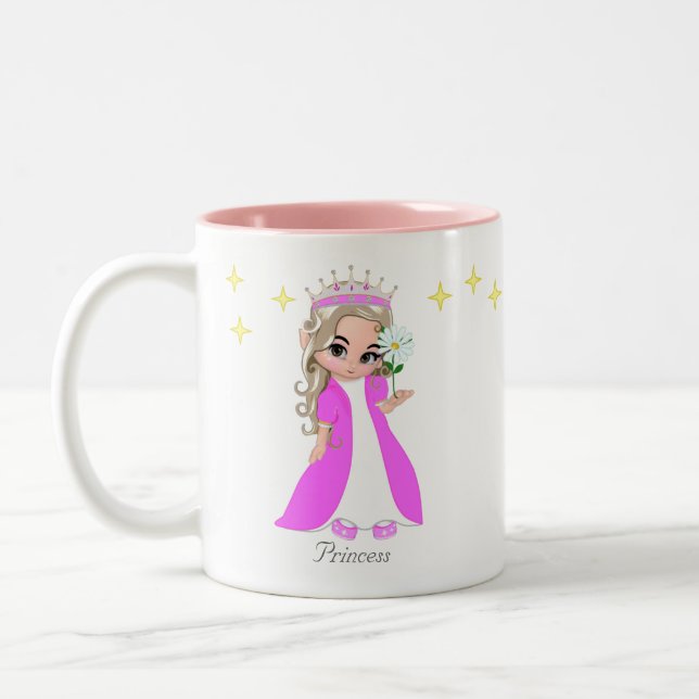 Cute Fairy Princess & Stars Mug à café à deux tons (Gauche)