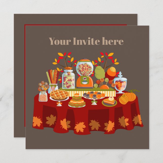 Cute Fall buffet saisonnier de bonbons invitation (Devant / Derrière)