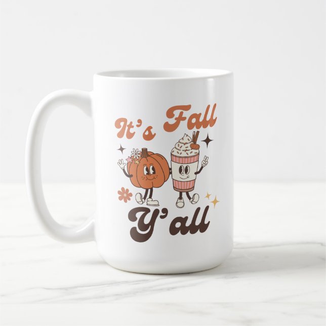 Cute Fall –  It’s Fall Y’all Kawaii Pumpkin & PSL  Kaffeetasse (Links)