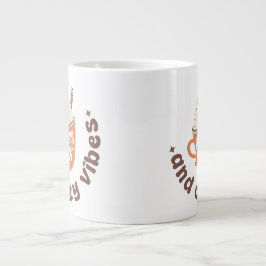 Cute Fall Pumpkin Spice and Cozy vibes Jumbo-Tasse