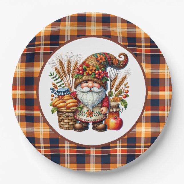 Cute Fall Seasonal gnome party  Pappteller (Vorderseite)