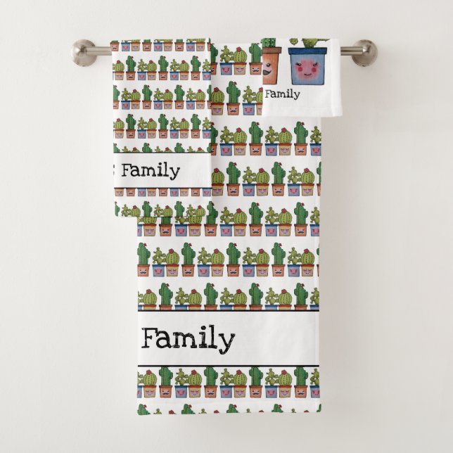 Cute Famille Cactus En Aquarelle (En situation)