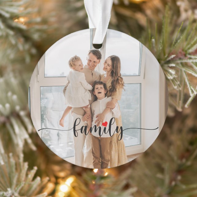 Cute Family Love Black Script Custom Photo  (Arbre)