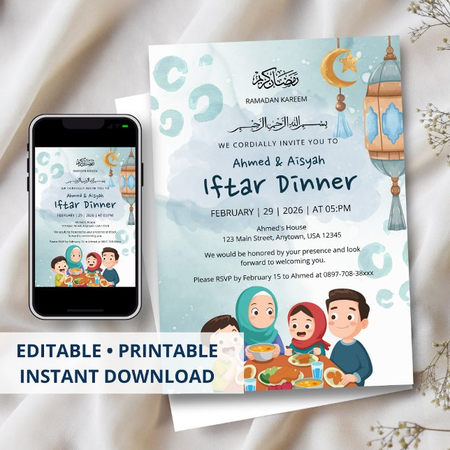 Cute Family Ramadan Iftar Invitation Einladung (Von Creator hochgeladen)