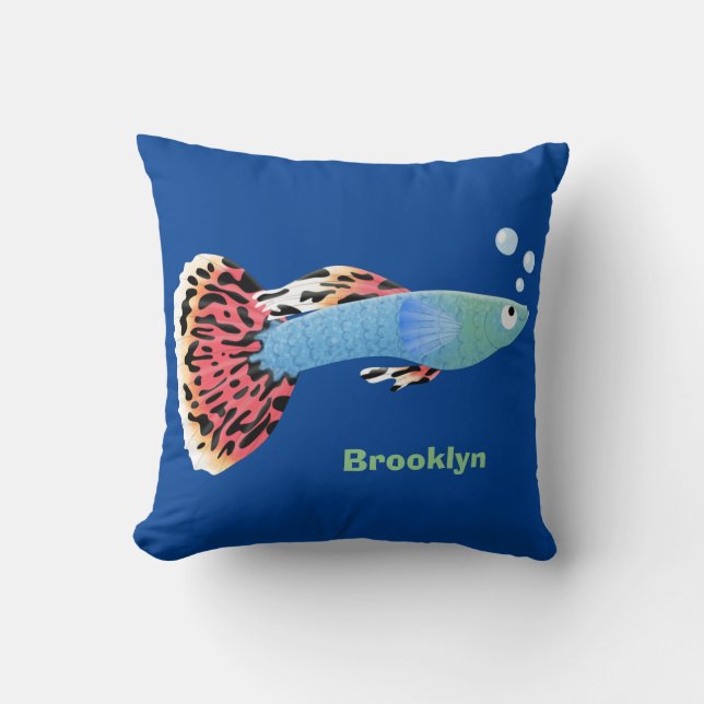 Cute fancy guppy tropical fish cartoon  kissen (Vorderseite)