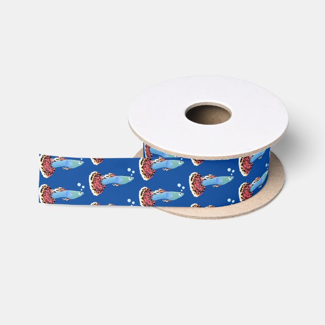 Cute fancy guppy tropical fish cartoon satinband (Spule)