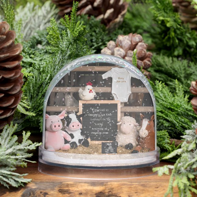 Cute Farm Animals Digital Pregnancy Announcement  Schneekugeln (Winter)