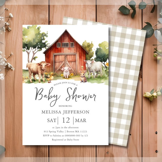 Cute Farm Animaux Barnyard Baby shower Invitation (Créateur téléchargé)