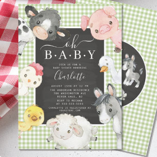 Cute Farm Animaux Douche Invitation