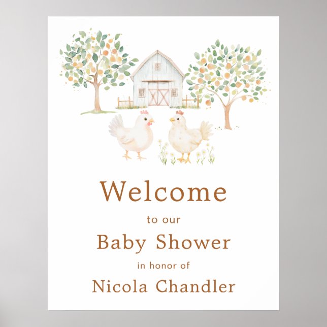 Cute Farm Barn Baby Shower Welcome Poster (Vorne)
