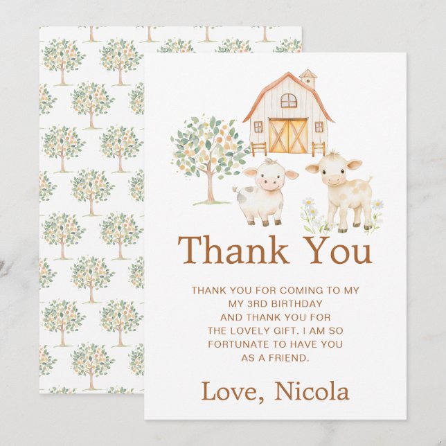 Cute Farm Barn Birthday Dankeskarte (Vorne/Hinten)
