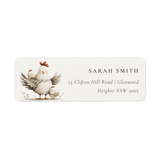 Cute Farm Mum and Baby Chick Floral Address (Vorne)