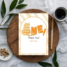 Cute Fat Orange Cat 1st Birthday Dankeskarte