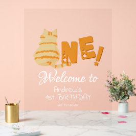 Cute Fat Orange Cat 1st Birthday Welcome Acrylschild