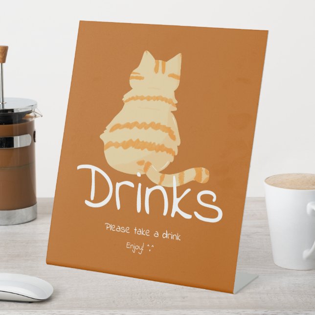 Cute Fat Orange Cat Baby Shower Drinks Sockelschild (In Situ)