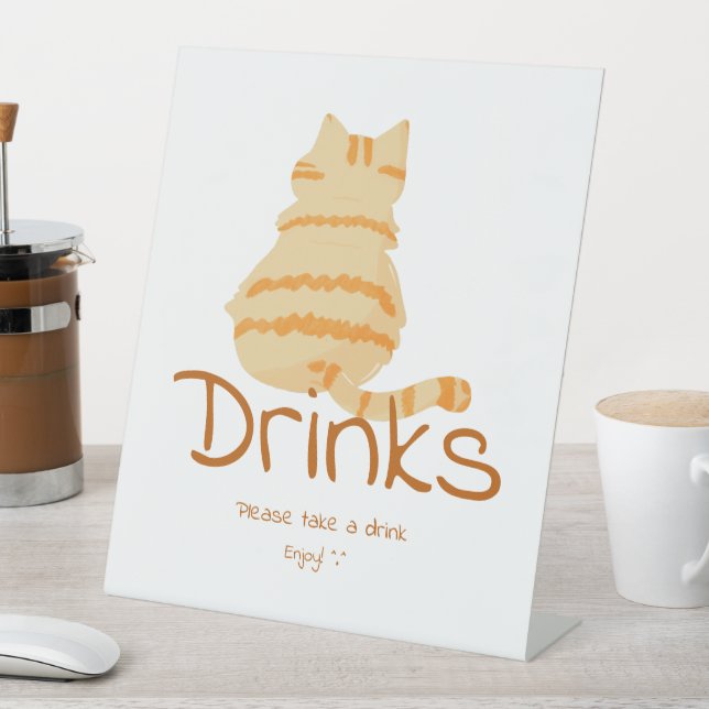 Cute Fat Orange Cat Baby Shower Drinks Sockelschild (In Situ)