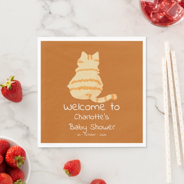 Cute Fat Orange Cat Baby Shower Serviette (Beispiel)