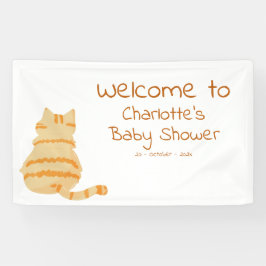 Cute Fat Orange Cat Baby Shower Welcome Banner