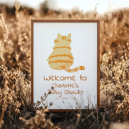 Cute Fat Orange Cat Baby Shower Welcome Sign Poster