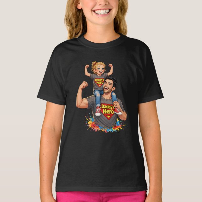 Cute Father & Daughter Superhero T-Shirt (Vorderseite)