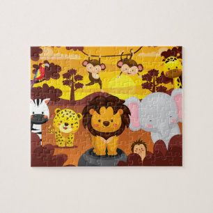 Cute Faune Jungle Animaux Enfants Puzzle