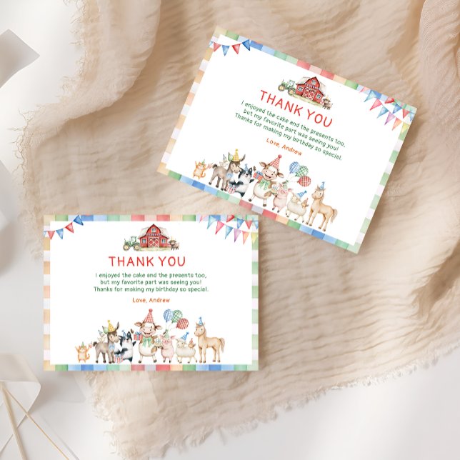 Cute ferme Barnyard Merci d'anniversaire (Créateur téléchargé)