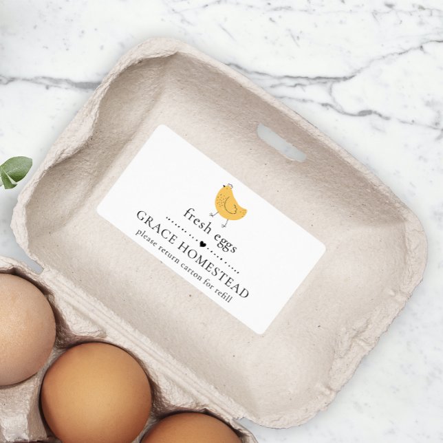 Cute ferme de poulet Jaune Oeuf Carton Étiquette (Créateur téléchargé)