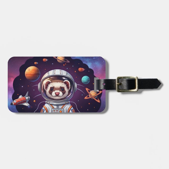 Cute Ferret Astronaut in Space Gepäckanhänger (Vorderseite horizontal)