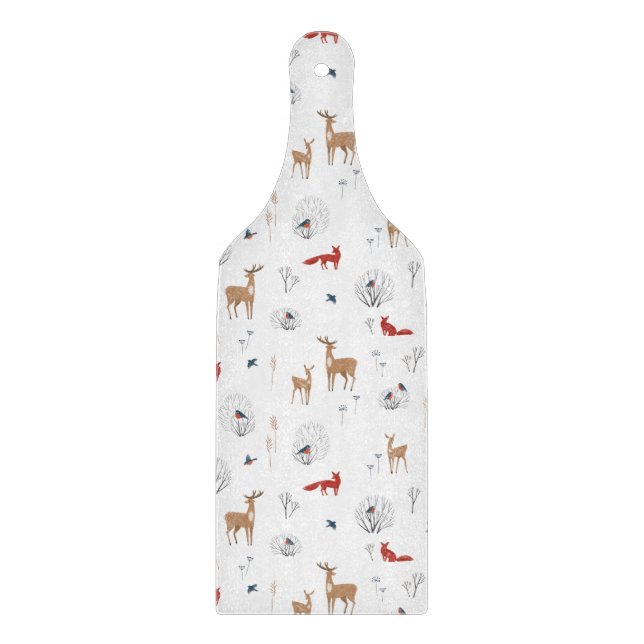 Cute Festive Animals Winter Christmas Pattern. Schneidebrett (Vorderseite)
